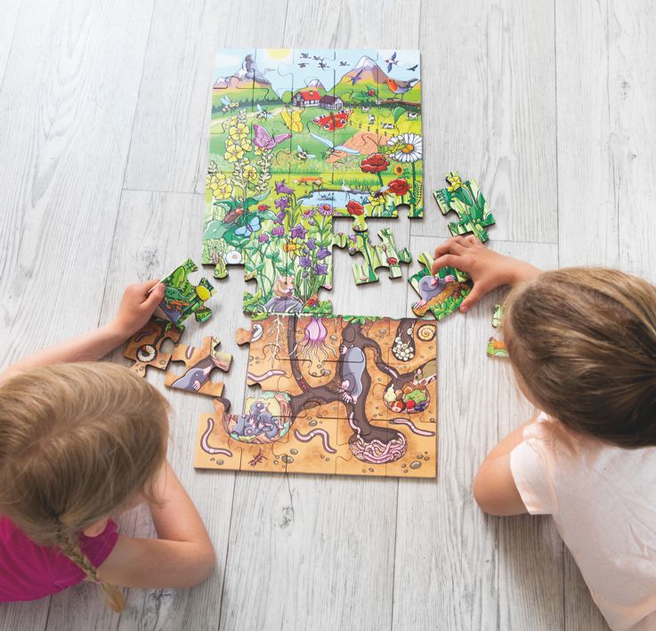 Bodenpuzzle Entdecke die Blumenwiese 63 x 29,8 cm, 45 Teile